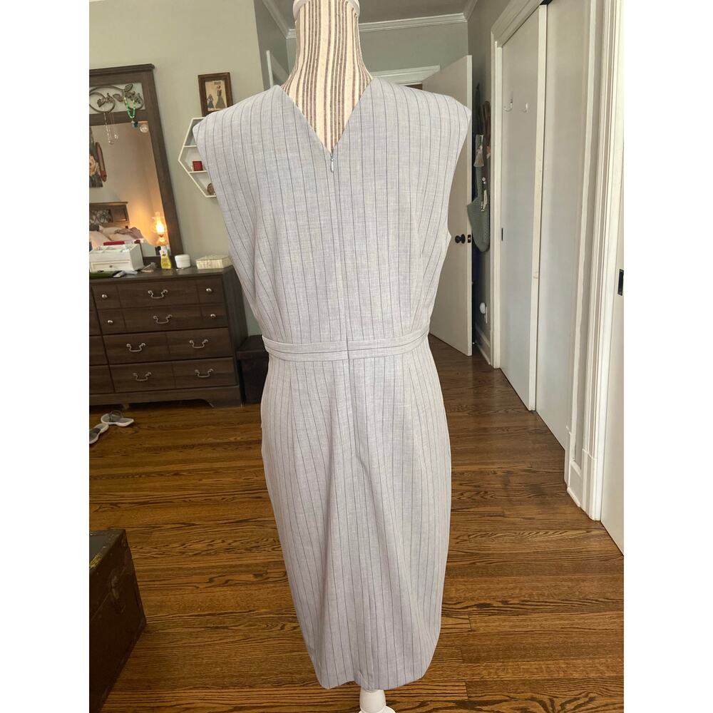 Ann Taylor gray pinstripe sleeveless business dress - Picture 6 of 12